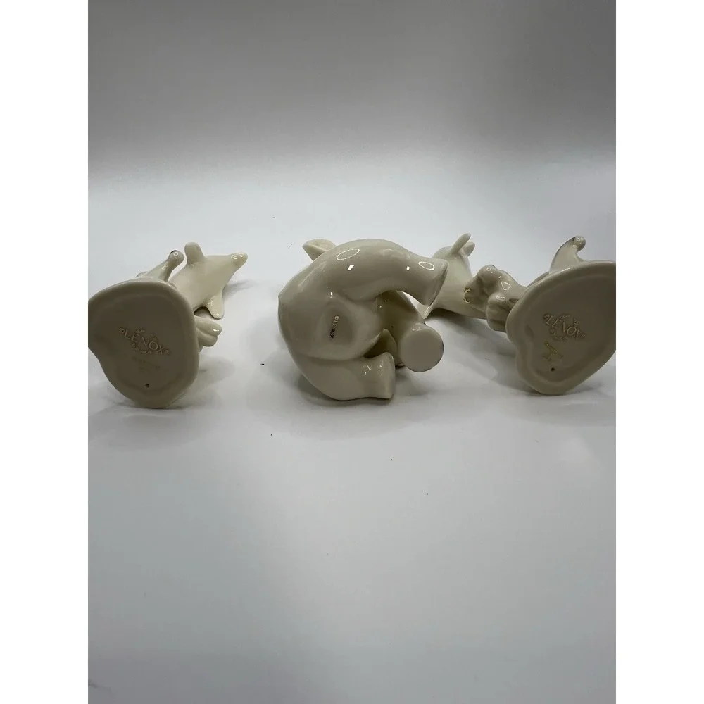 LENOX Porcelain Dolphins & Elephant Figurines 24k Gold Vintage (Lot of 3)